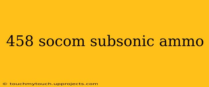458 socom subsonic ammo