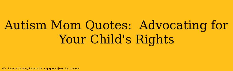 Autism Mom Quotes:  Advocating for Your Child's Rights