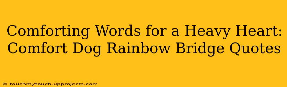 Comforting Words for a Heavy Heart: Comfort Dog Rainbow Bridge Quotes