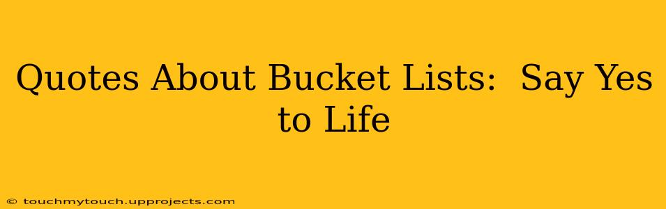 Quotes About Bucket Lists:  Say Yes to Life